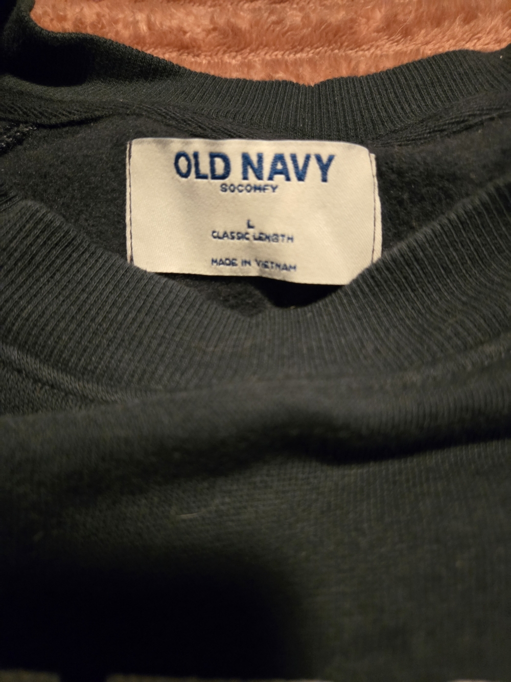 Old Navy, Navy Blue Crewneck Sweatshirt with White Label Accent - Picture 2 of 7